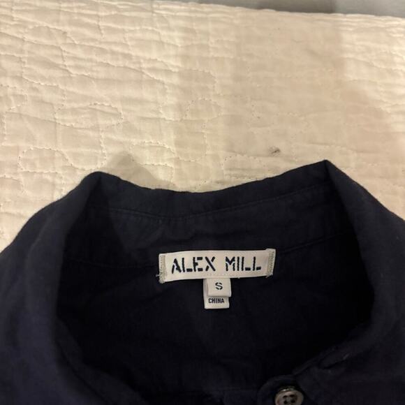 Alex Mill Cotton Dark Navy Blue Button Up Polo Small - Picture 2 of 7